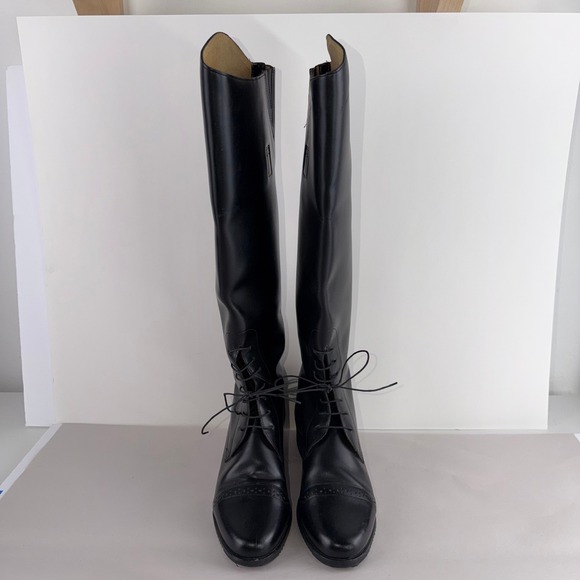 Womens Black Leather Equestrian Riding Field Boots SZ 8 R Amazona Cavalier - Picture 2 of 16